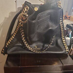 Michael Kors Bucket Bag (Black and Gold)